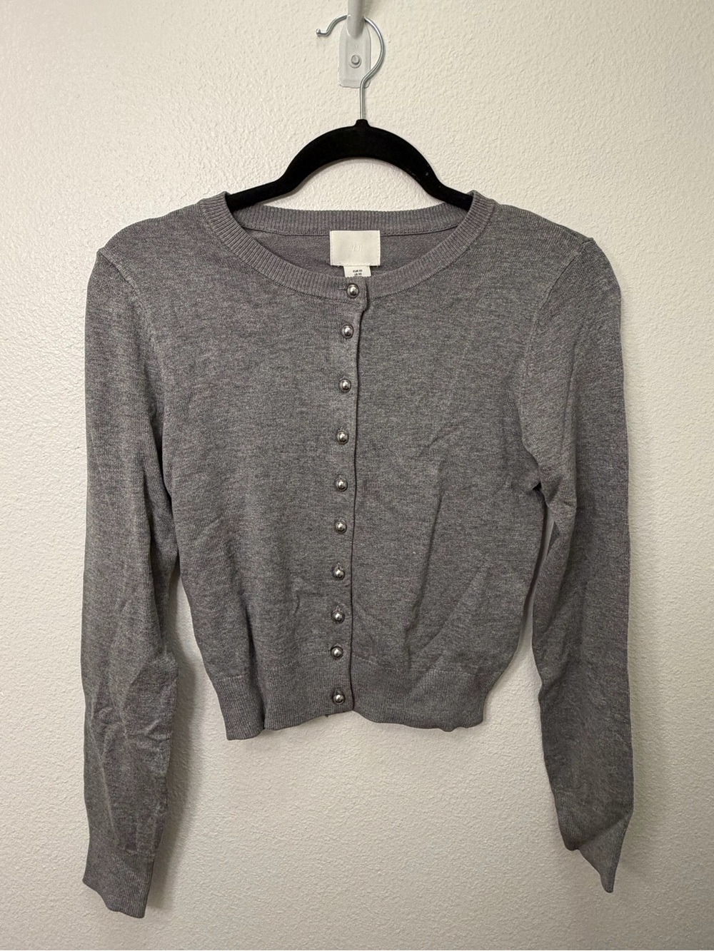 H&M Gray Crewneck Button Cardigan